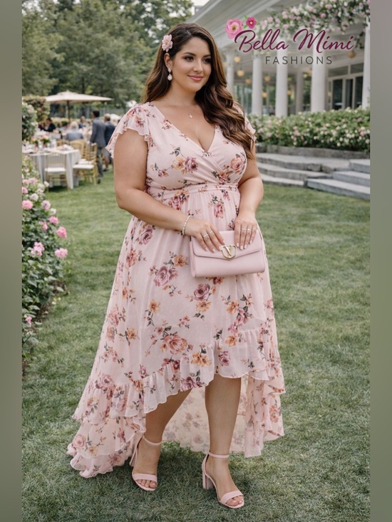 torrid Dresses & Skirts - NWOT Torrid Plus Size Blush Floral HighLow Wrap Dress size 2X 18/20 🌸BRB SL 3